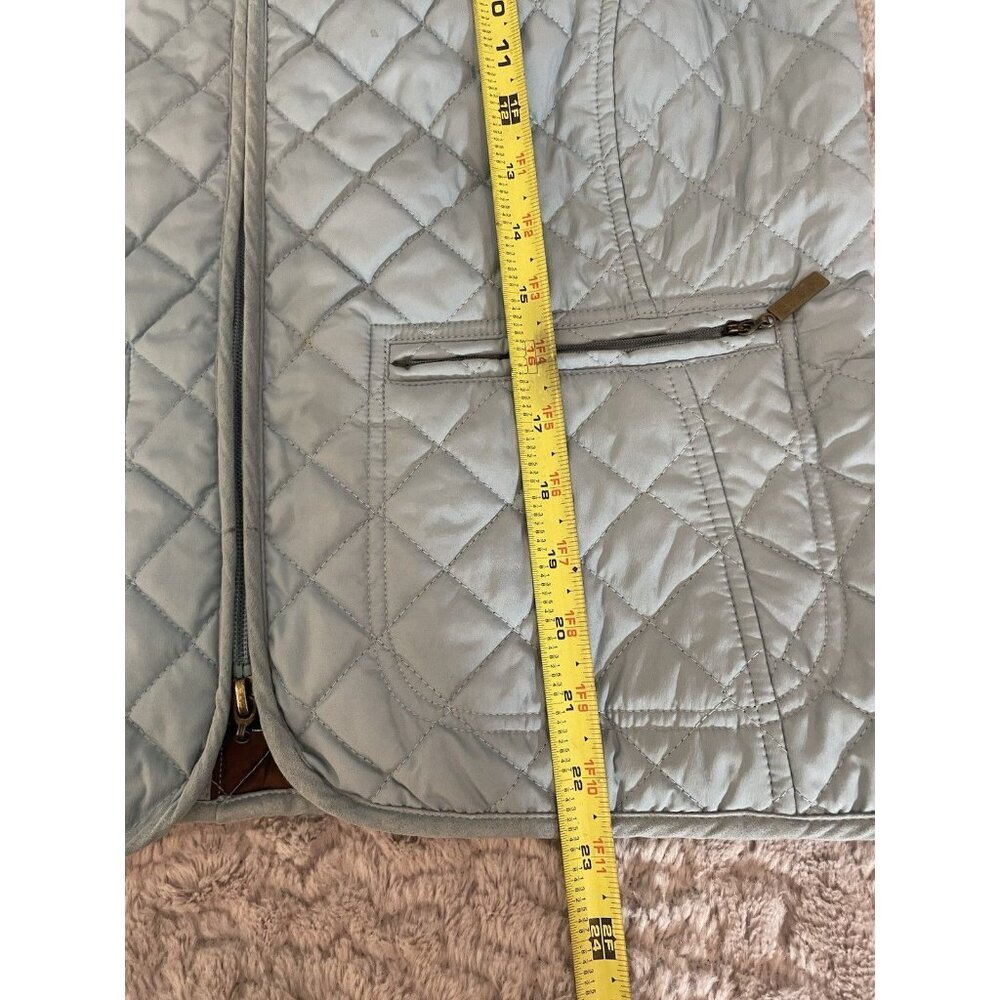 Van Heusen Women's Quilted Vest Medium Light Blue Zip Front Pockets Lined - Picture 9 of 9